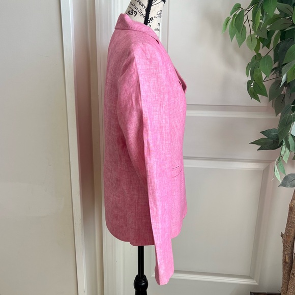 Talbots Linen 2 Button Tailored Seaming Blazer Pink Size 10P - Picture 8 of 16